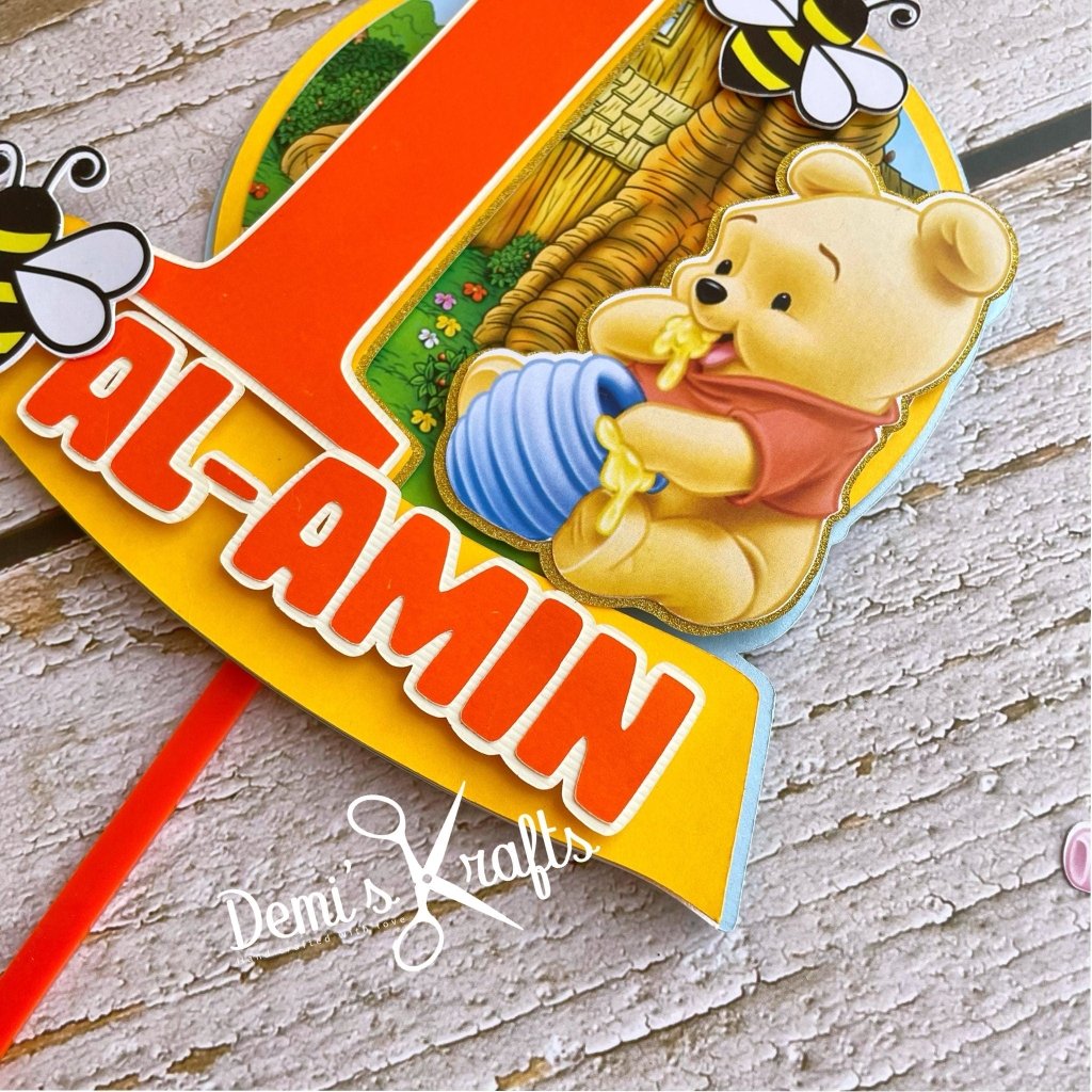 Winnie the Pooh Birthday Cake Topper - Demi's Krafts