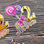 Two sweet Lollipop Candy Birthday cake topper - Demi's Krafts