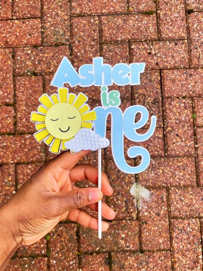 Sunshine First Birthday Cake Topper: Personalized Sunny Party Decor - Demi's Krafts