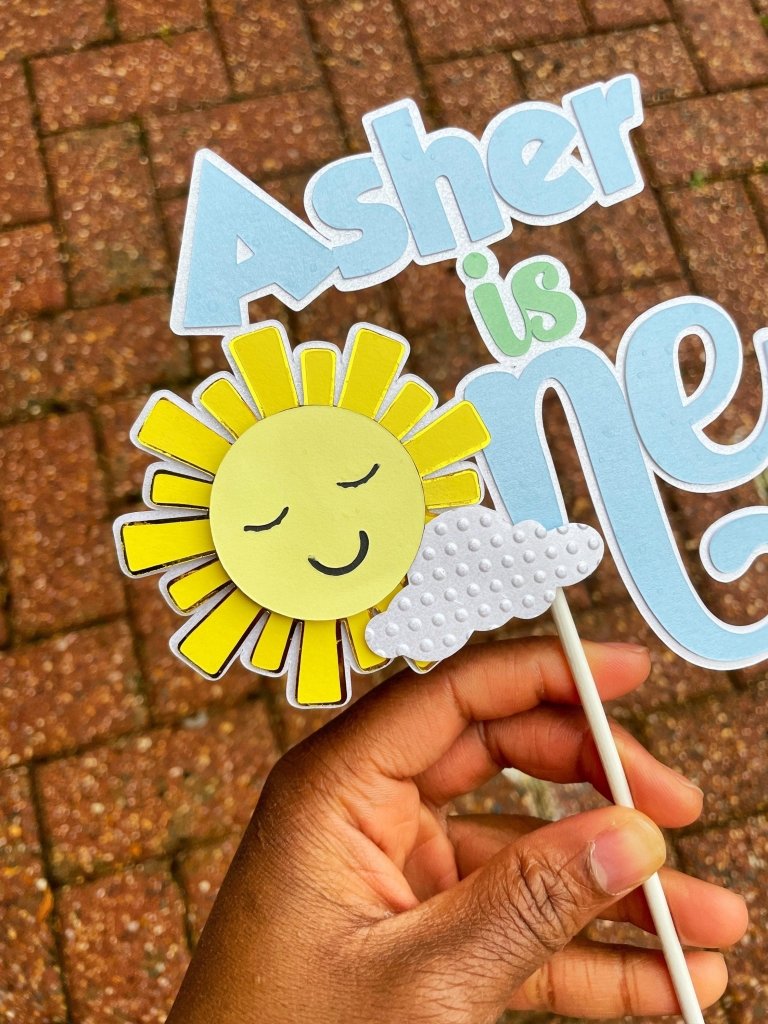 Sunshine First Birthday Cake Topper: Personalized Sunny Party Decor - Demi's Krafts