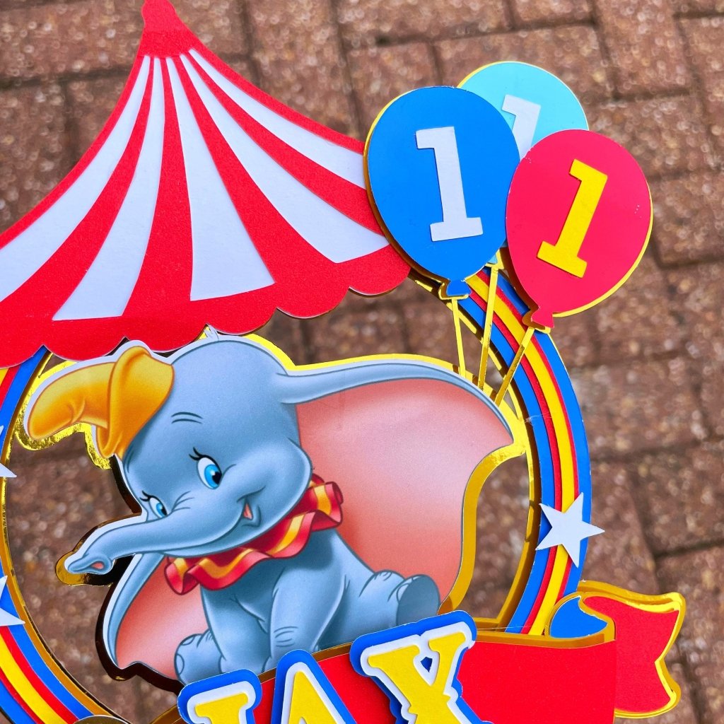 Dumbo elephant themed birthday cake topper : Circus cake topper - Demi's Krafts