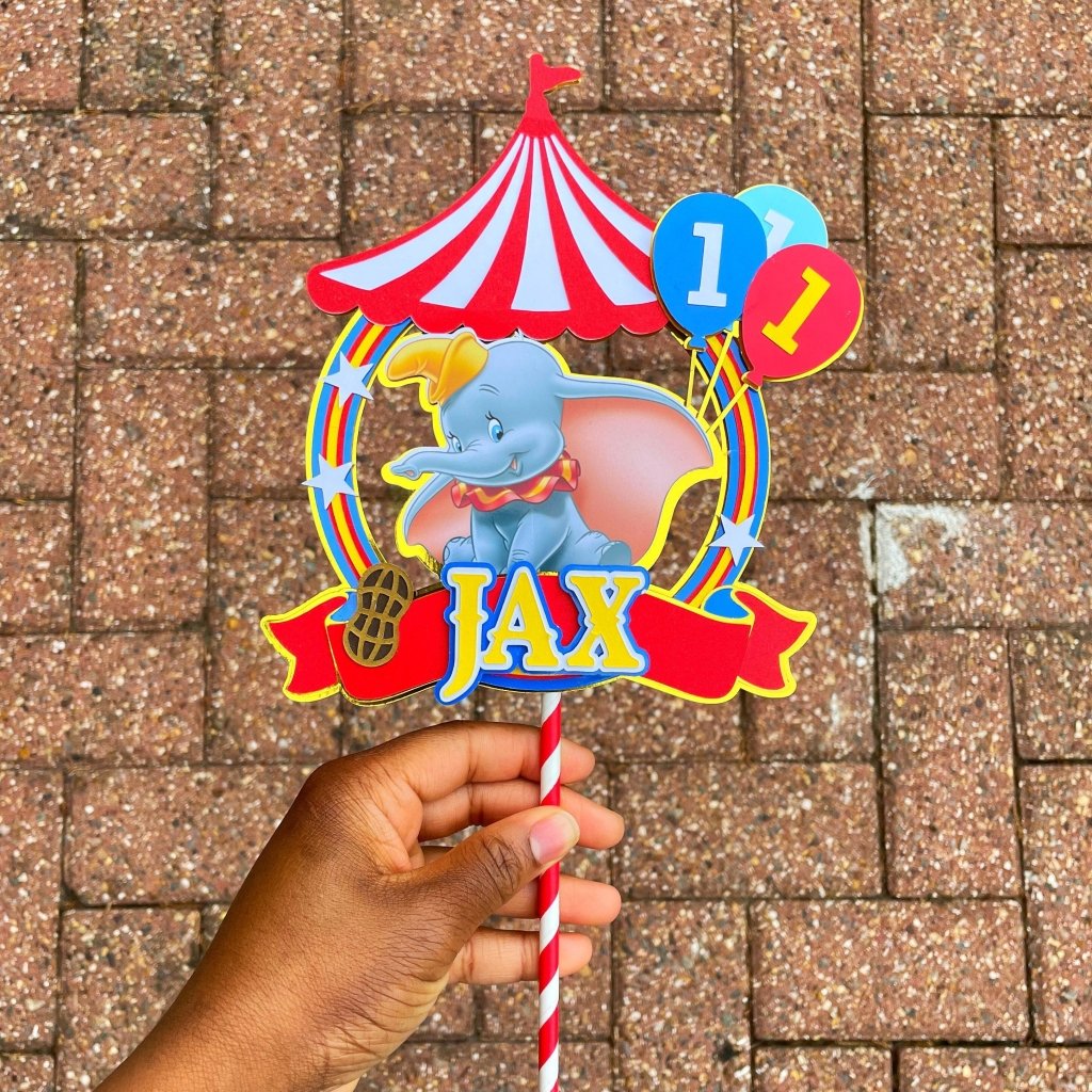 Dumbo elephant themed birthday cake topper : Circus cake topper - Demi's Krafts