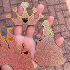 Gold Princess Cake Topper Set: Castle, Princess, Crown - Demi's Krafts