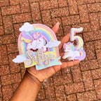 Pastel Rainbow Unicorn Birthday Cake Topper: Pastel Rainbow Topper - Demi's Krafts