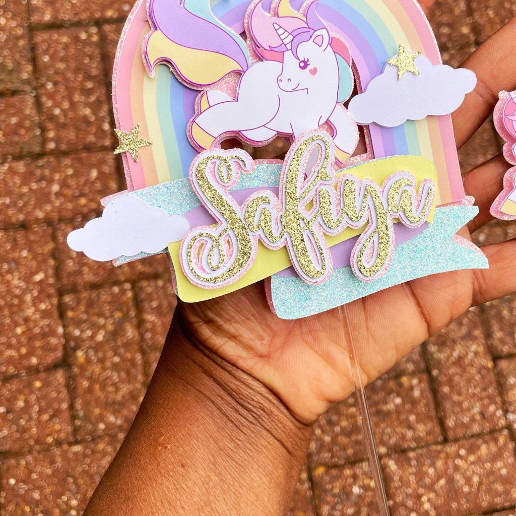 Pastel Rainbow Unicorn Birthday Cake Topper: Pastel Rainbow Topper - Demi's Krafts