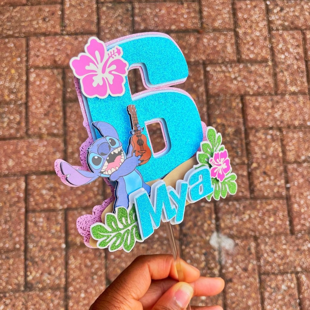 Stitch Themed Birthday Cake Topper : Personalised Pastel Topper - Demi's Krafts