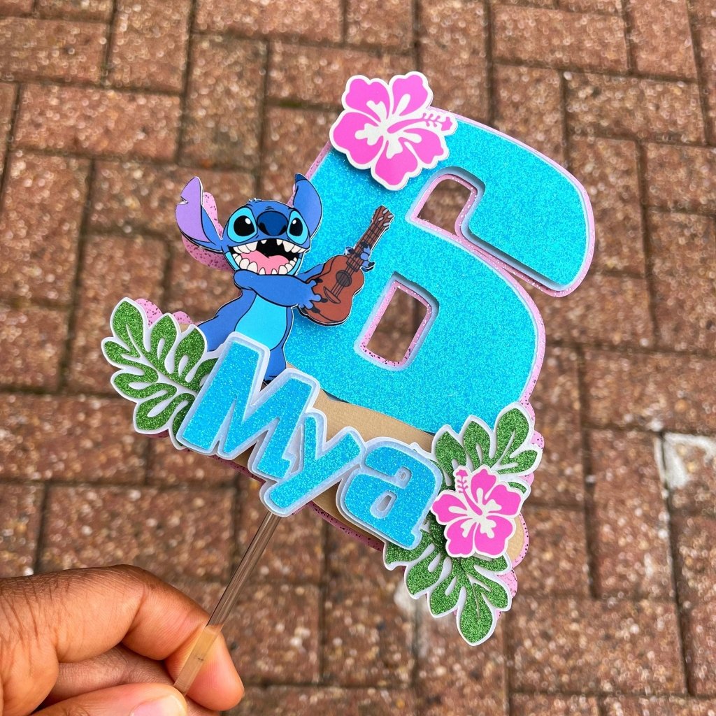 Stitch Themed Birthday Cake Topper : Personalised Pastel Topper - Demi's Krafts