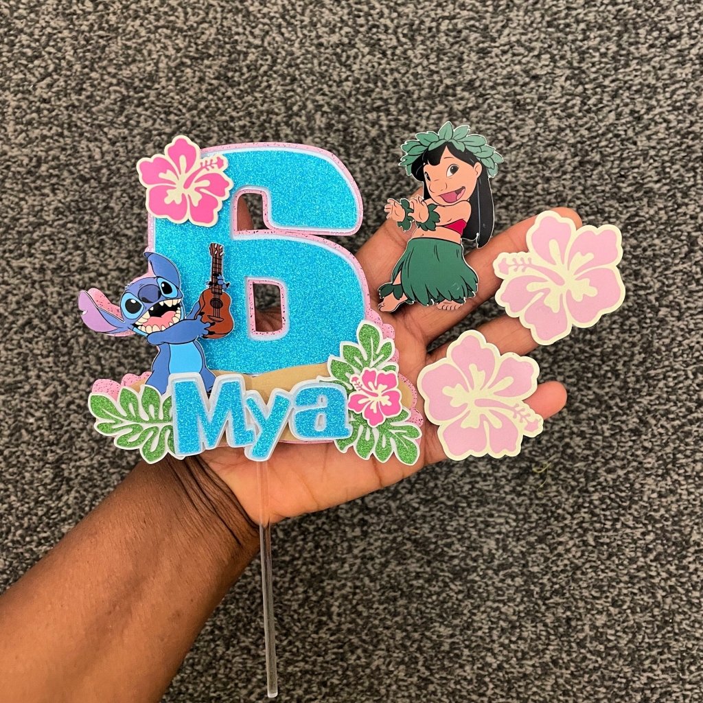 Stitch Themed Birthday Cake Topper : Personalised Pastel Topper - Demi's Krafts