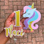 Unicorn Cake Topper with custom age and name - Demi's Krafts