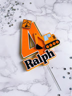 Personalized Digger Cake Topper: Construction Birthday Party Topper - Demi's Krafts