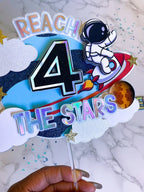 Reach four the Stars Cake Topper | Two the moon cake topper : Space Birthday Party Decor - Demi's Krafts