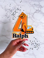Personalized Digger Cake Topper: Construction Birthday Party Topper - Demi's Krafts