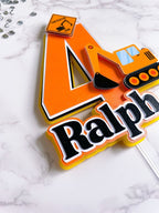 Personalized Digger Cake Topper: Construction Birthday Party Topper - Demi's Krafts