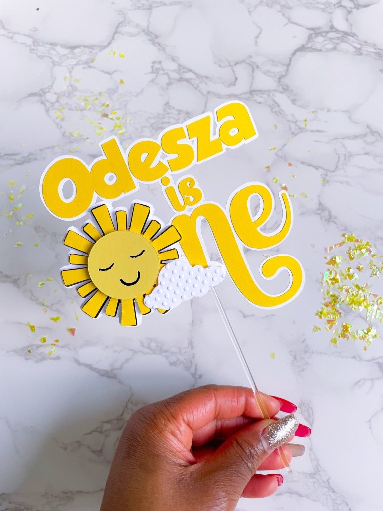 Sunshine First Birthday Cake Topper: Personalized Sunny Party Decor - Demi's Krafts