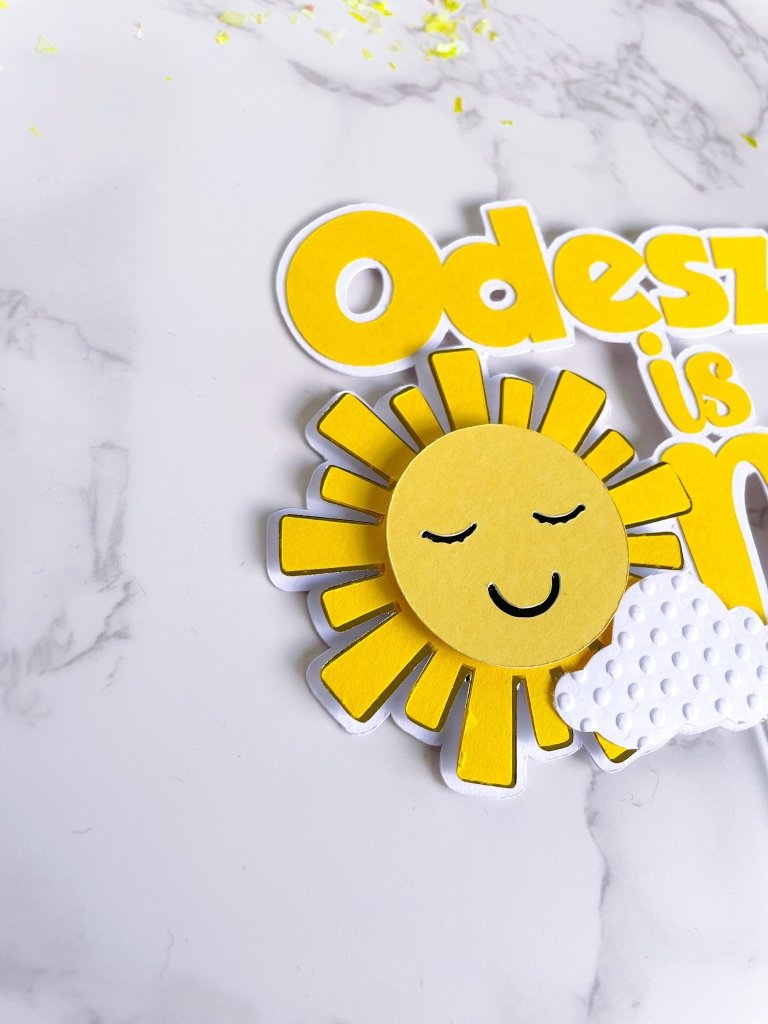 Sunshine First Birthday Cake Topper: Personalized Sunny Party Decor - Demi's Krafts