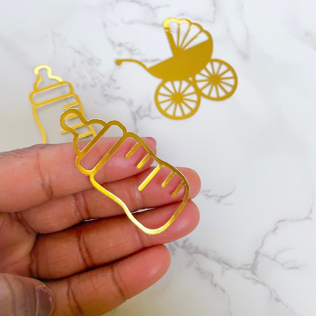 Foil Pram & Bottle Cupcake Toppers: Baby Shower Cupcake Toppers - Demi's Krafts