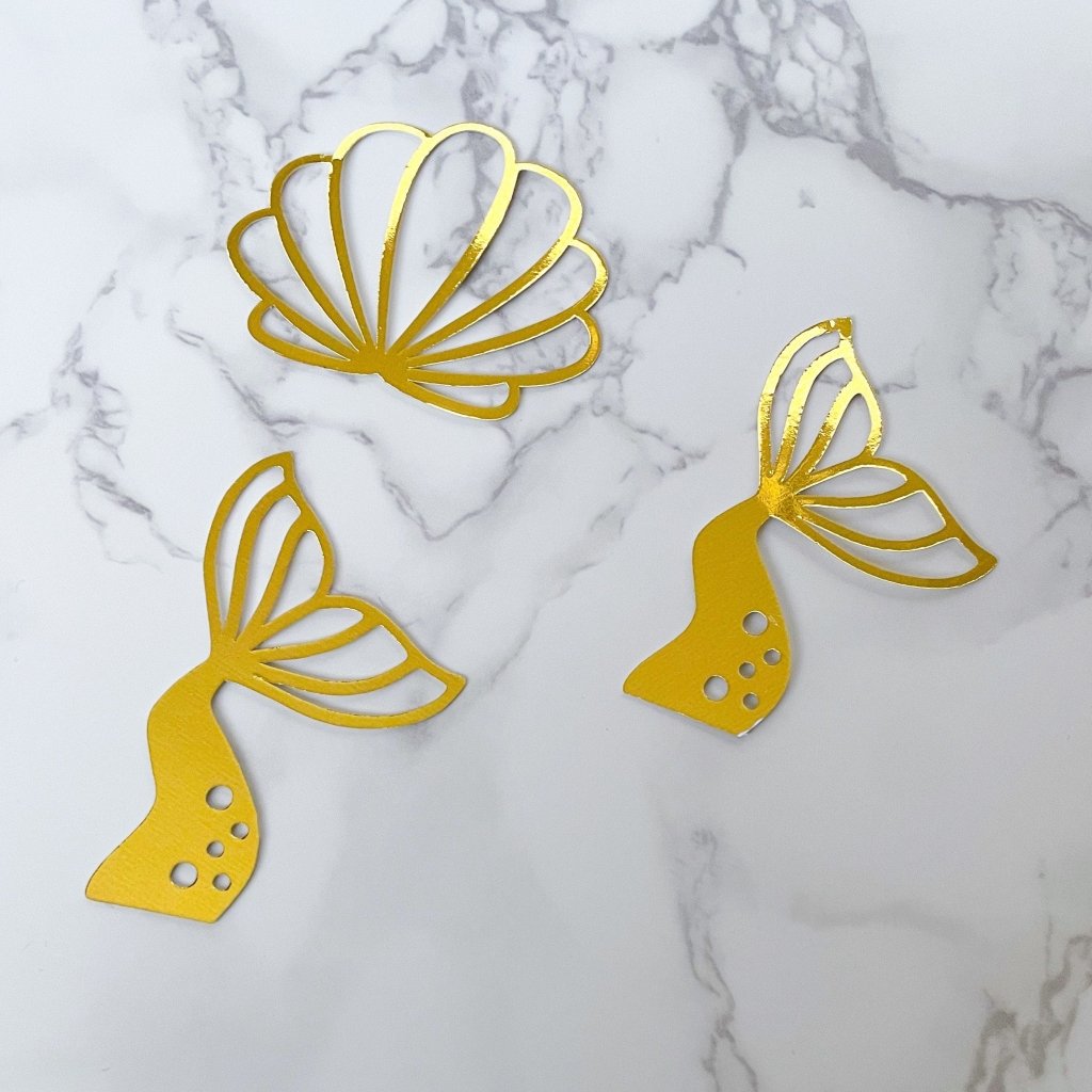 Mermaid Cupcake Toppers: Gold Foil Sea Shell Decorations - Demi's Krafts
