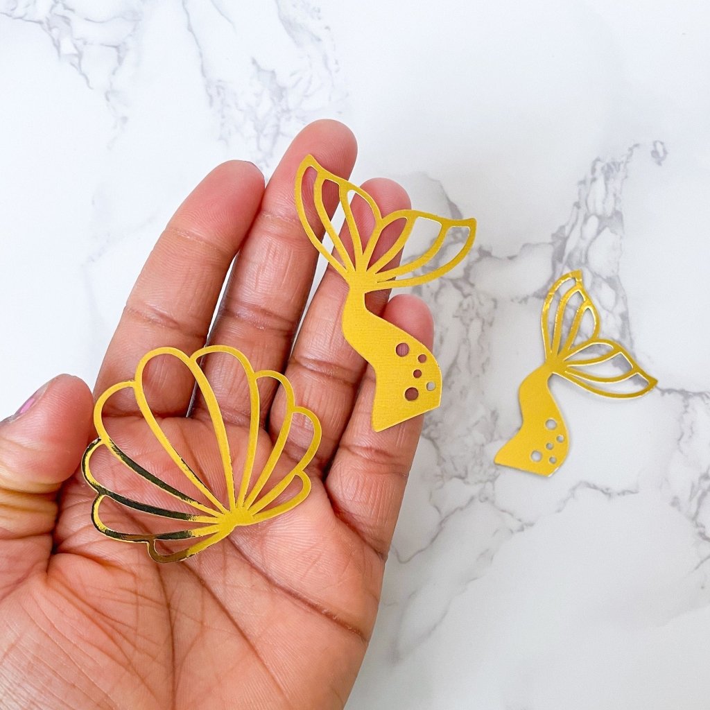 Mermaid Cupcake Toppers: Gold Foil Sea Shell Decorations - Demi's Krafts