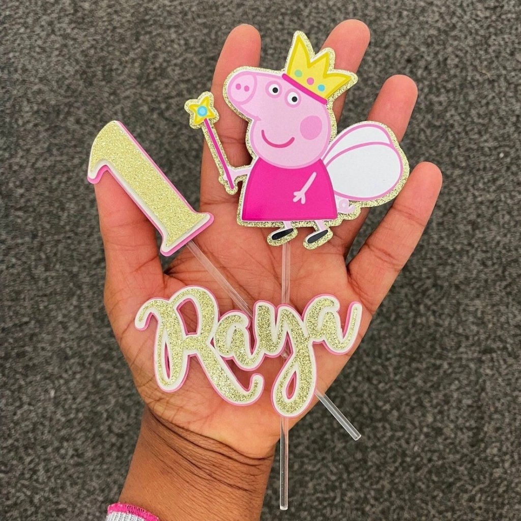 Personalised Peppa Pig Birthday Cake Topper Charm Set : Peppa fairy cake topper - Demi's Krafts