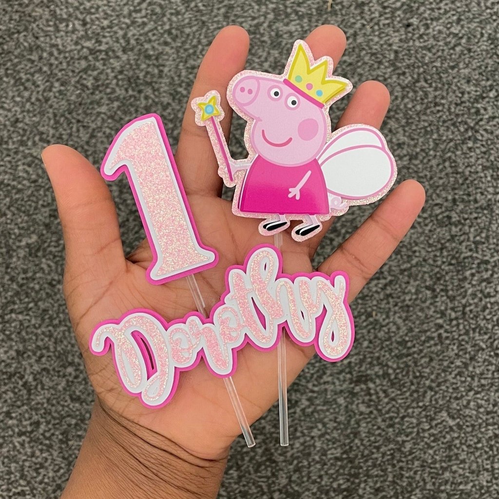 Personalised Peppa Pig Birthday Cake Topper Charm Set : Peppa fairy cake topper - Demi's Krafts