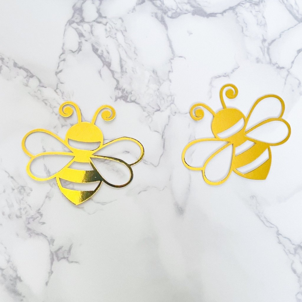 Gold Foil Bee Cupcake Toppers: Mama to Bee Party Decor - Demi's Krafts