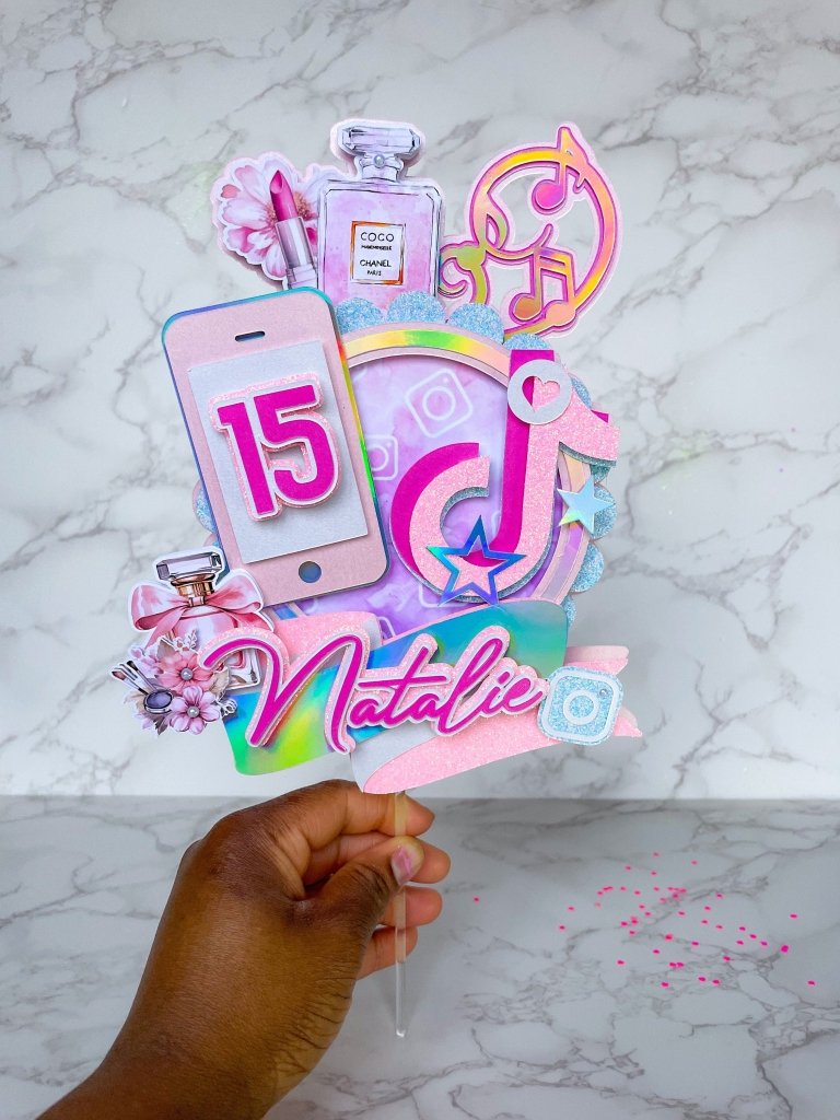 Personalized Social Media Birthday Cake Topper: Influencer Party Decor - Demi's Krafts