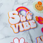 Five is a Vibe Groovy themed birthday cake topper charm set - Demi's Krafts