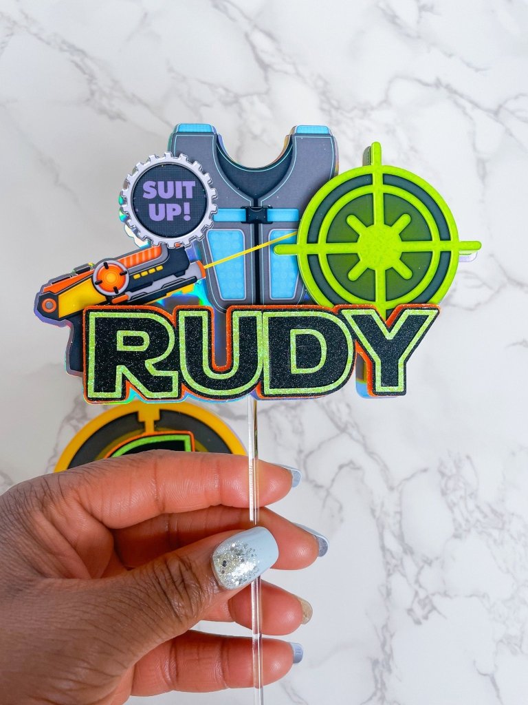 Personalized Laser Tag Cake Topper Set - Demi's Krafts