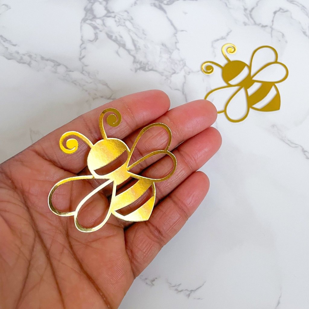 Gold Foil Bee Cupcake Toppers: Mama to Bee Party Decor - Demi's Krafts