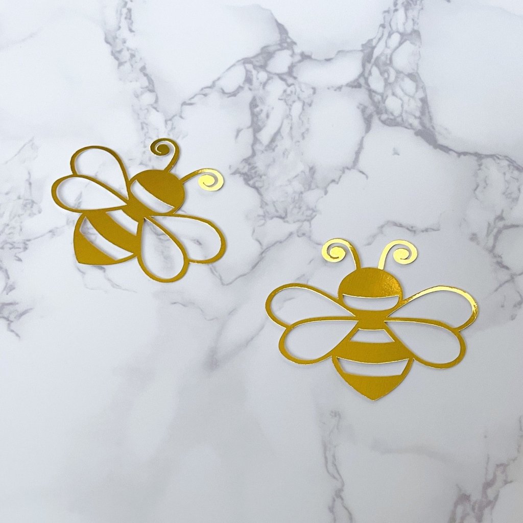 Gold Foil Bee Cupcake Toppers: Mama to Bee Party Decor - Demi's Krafts