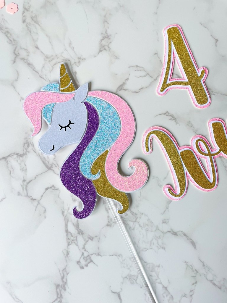 Unicorn Cake Topper with custom age and name - Demi's Krafts