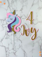 Unicorn Cake Topper with custom age and name - Demi's Krafts