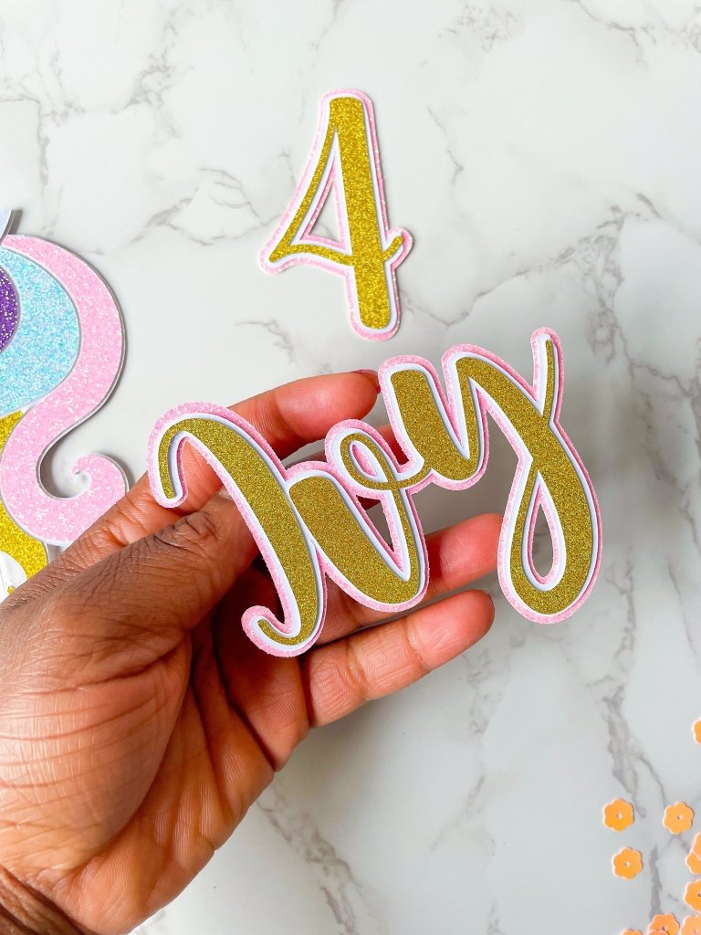 Unicorn Cake Topper with custom age and name - Demi's Krafts