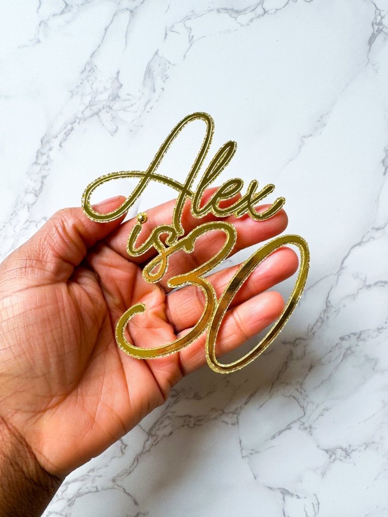 Foil and Glitter 2 Layer cake topper charm - Demi's Krafts