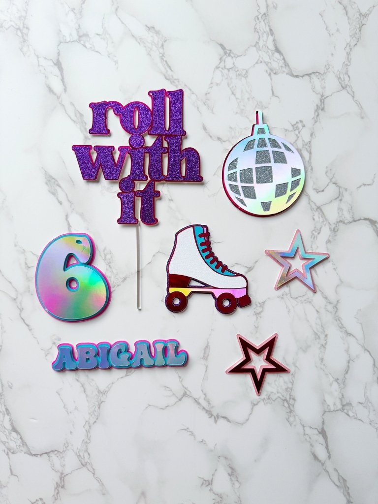 Roller Skate Birthday Cake Toppers: Glitter Disco Party Decor - Demi's Krafts