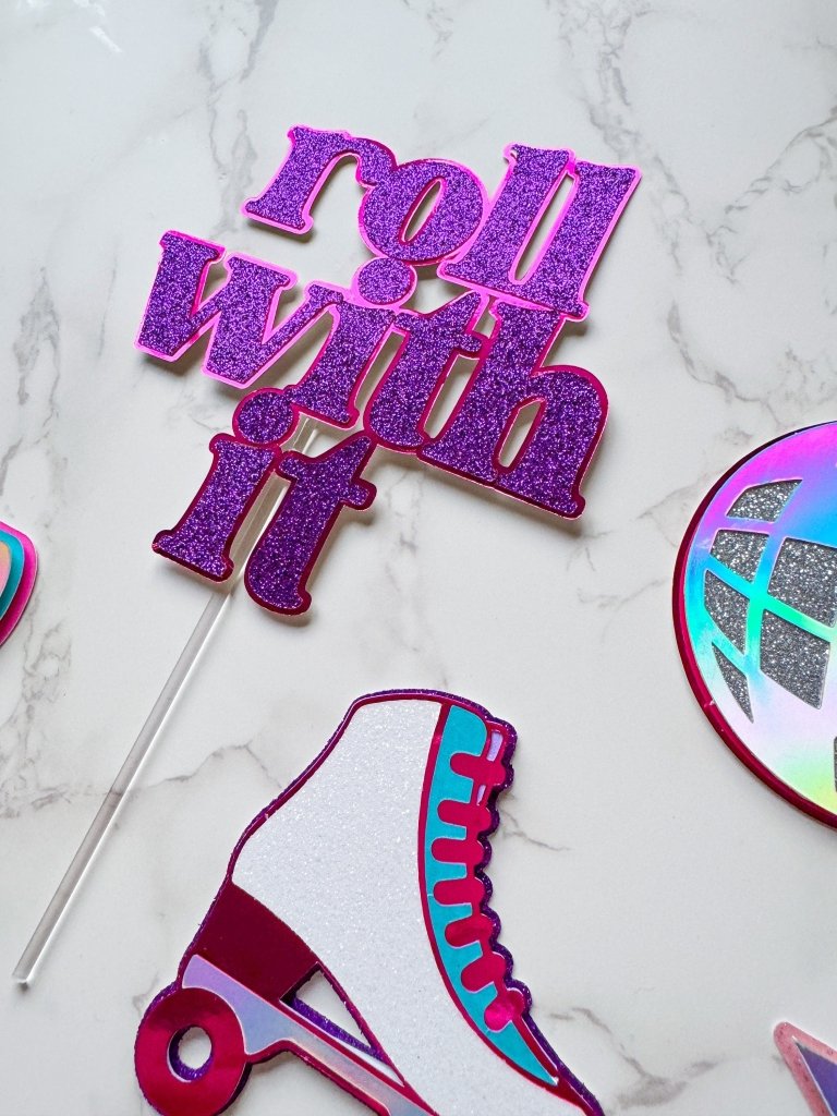Roller Skate Birthday Cake Toppers: Glitter Disco Party Decor - Demi's Krafts