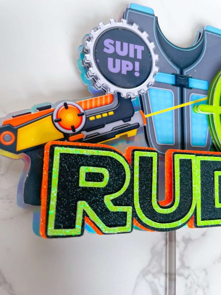 Personalized Laser Tag Cake Topper Set - Demi's Krafts