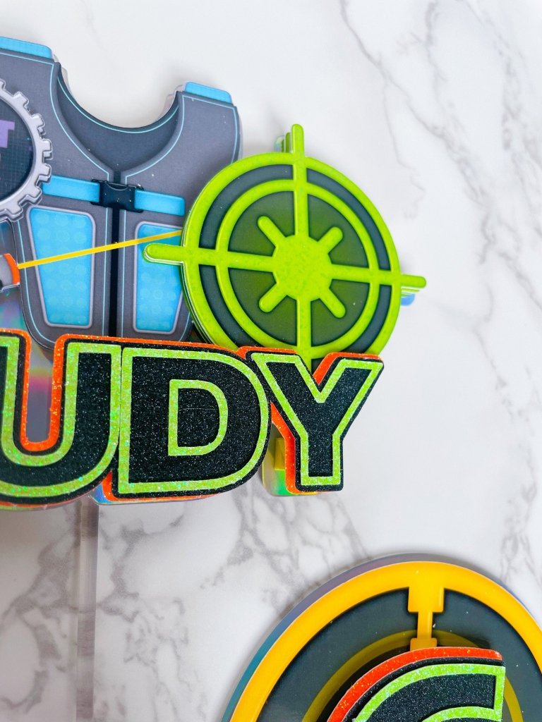 Personalized Laser Tag Cake Topper Set - Demi's Krafts