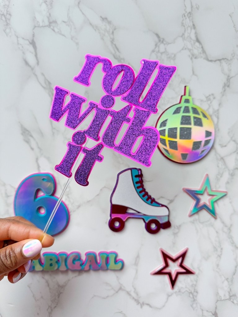 Roller Skate Birthday Cake Toppers: Glitter Disco Party Decor - Demi's Krafts