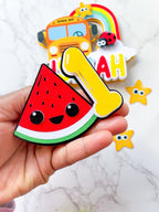 Wheels on the Bus Cake Topper Set, Nursery Rhyme Rainbow Topper - Demi's Krafts