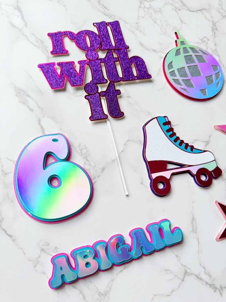 Roller Skate Birthday Cake Toppers: Glitter Disco Party Decor - Demi's Krafts
