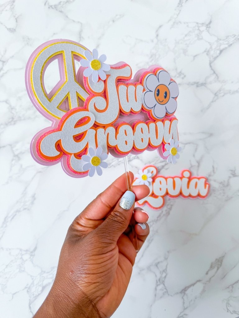 Two Groovy Birthday Cake Topper Set : Groovy Flower Cake Topper - Demi's Krafts