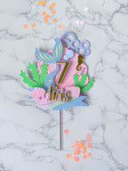 Pastel Mermaid Birthday Cake Topper: Custom Age & Name - Demi's Krafts