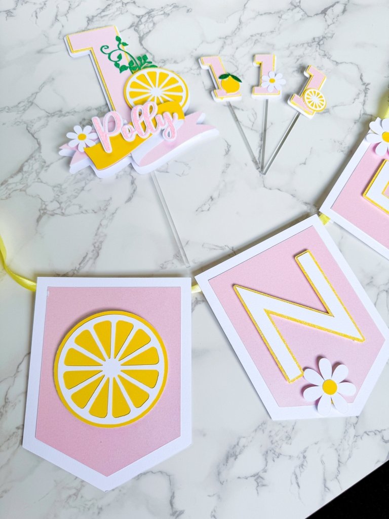 Lemonade First Birthday Smash Cake Bundle : Pink Lemonade Topper - Demi's Krafts