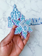 Frozen Icy Castle Cake Topper Set, Winter Birthday Cake topper, Icy name and age charm set - Demi's Krafts