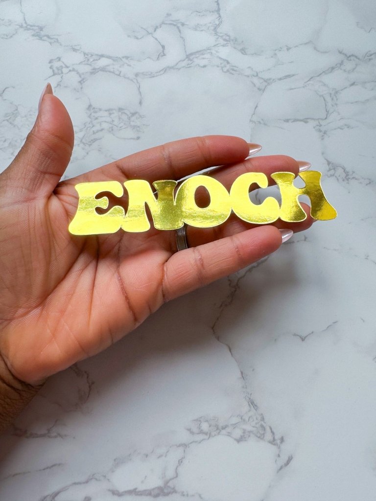 Personalized Cake Charm: Gold Name Topper - Demi's Krafts