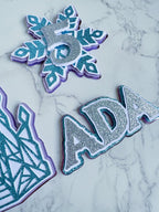 Frozen Icy Castle Cake Topper Set, Winter Birthday Cake topper, Icy name and age charm set - Demi's Krafts