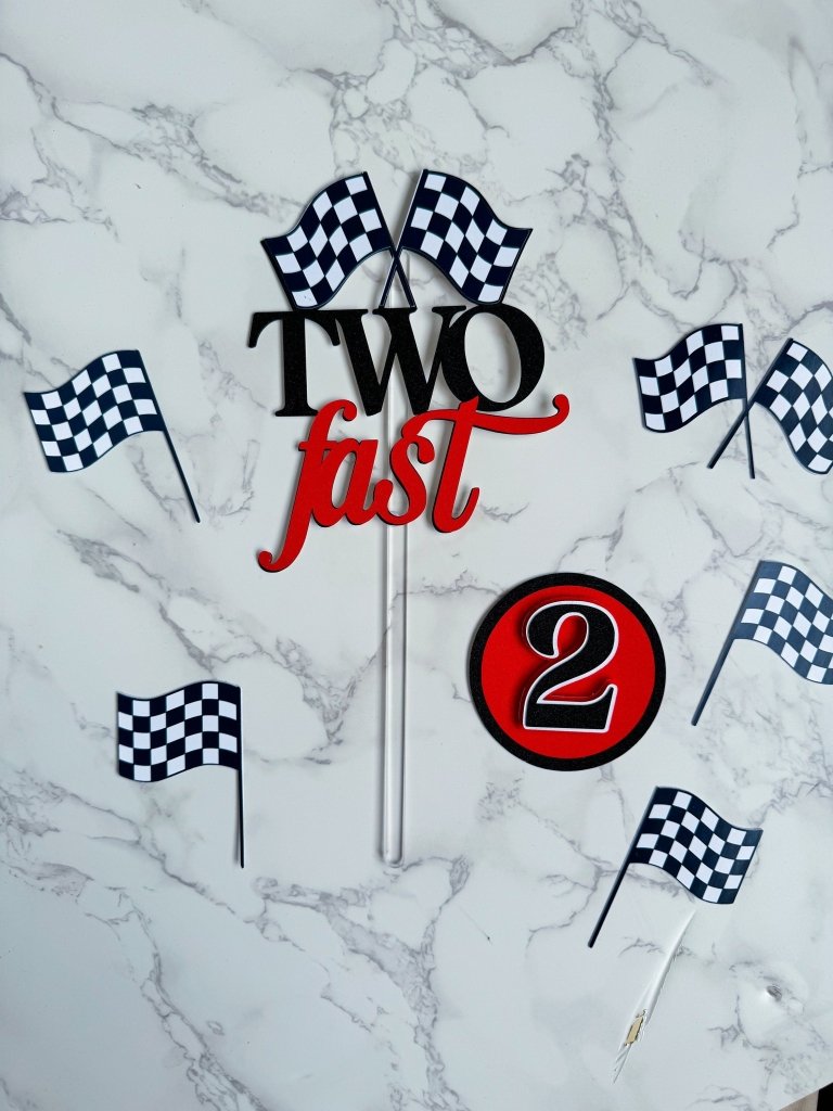 Two Fast Cake Topper Set: Race Car Toppers - Demi's Krafts