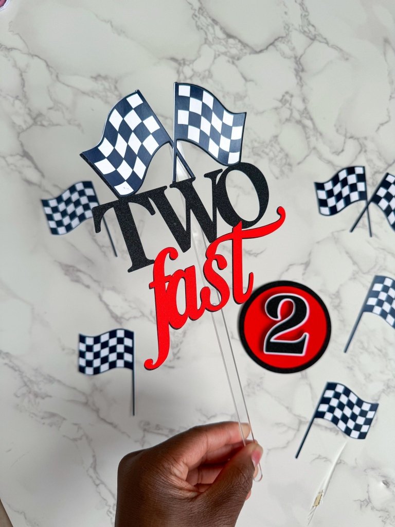 Two Fast Cake Topper Set: Race Car Toppers - Demi's Krafts