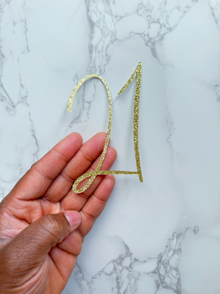Glitter Number Cake Topper: Thin Font Age Charm - Demi's Krafts
